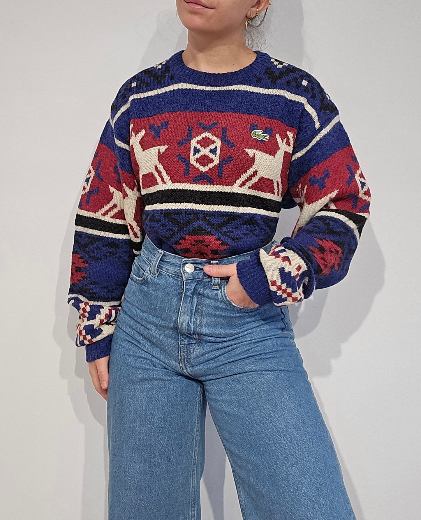 Pull collector à motifs des années 80' fabriqué en France - M
