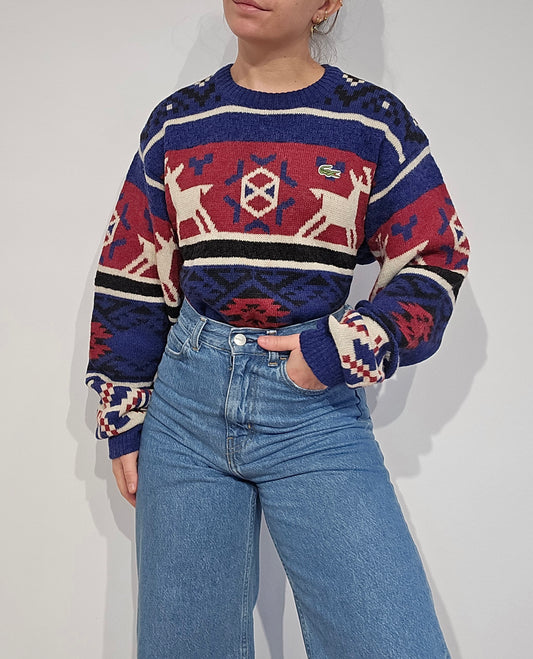 Pull collector à motifs des années 80' fabriqué en France - M