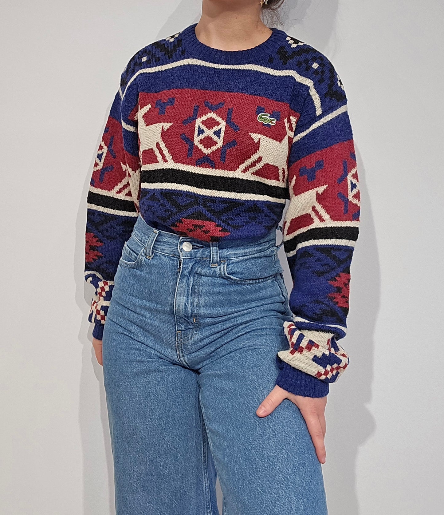 Pull collector à motifs des années 80' fabriqué en France - M