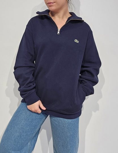Pull camionneur en coton marine avec poches - L