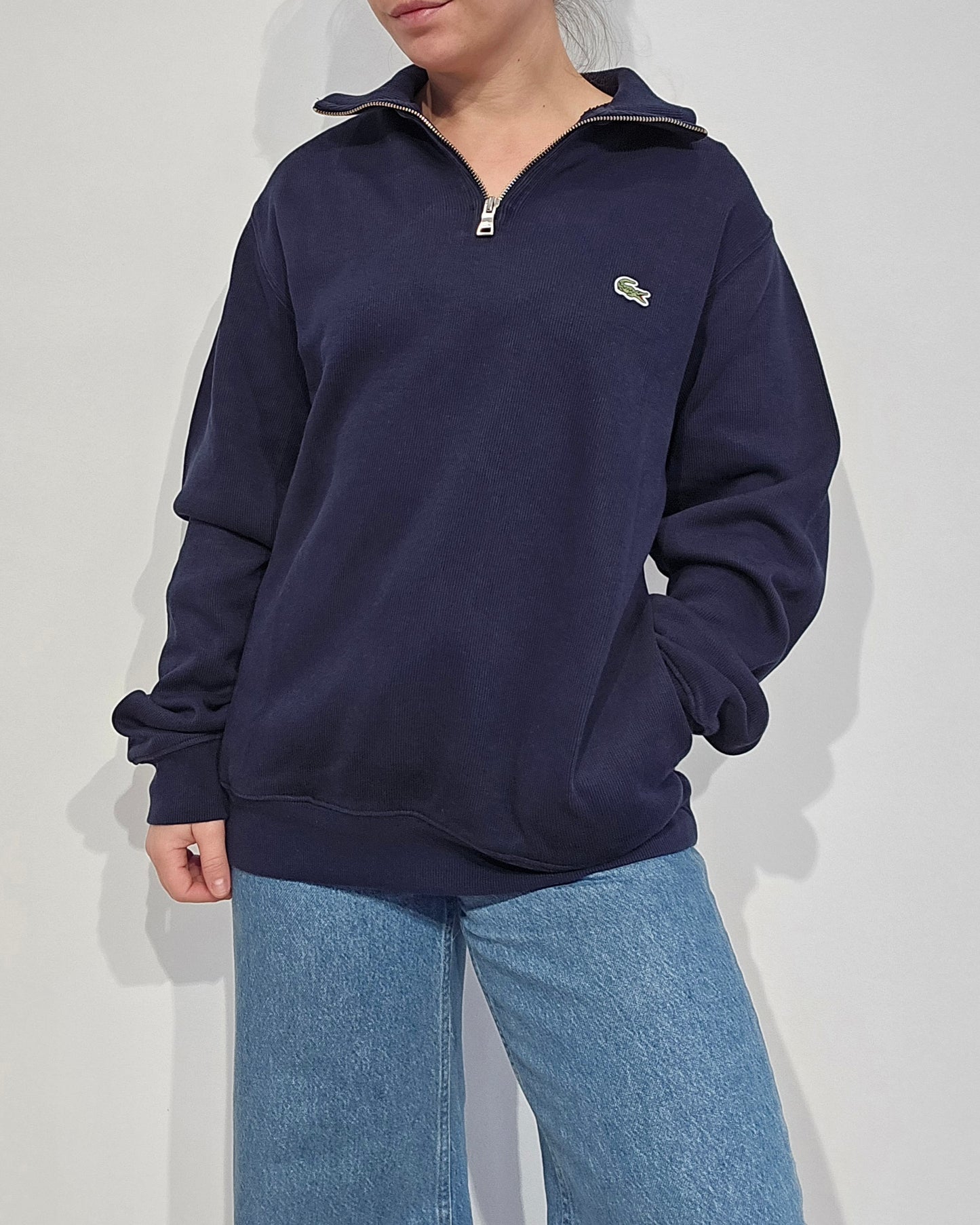 Pull camionneur en coton marine avec poches - L