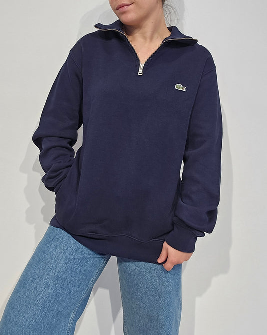 Pull camionneur en coton marine avec poches - L