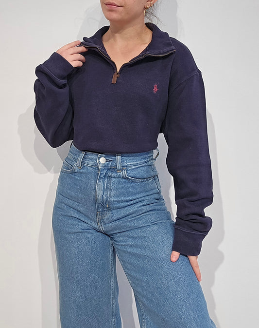 Pull camionneur en coton marine - L