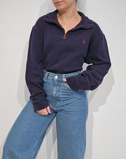 Pull camionneur en coton marine - L