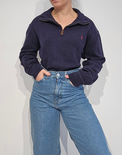 Pull camionneur en coton marine - L