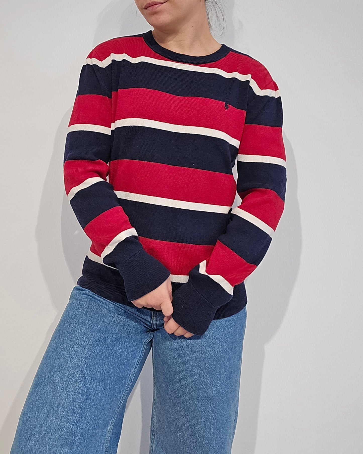 Pull en coton à rayures rouges - XS