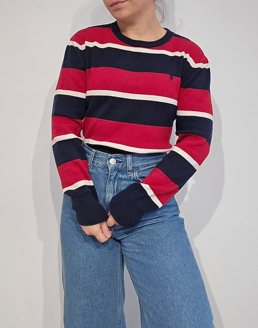 Pull en coton à rayures rouges - XS
