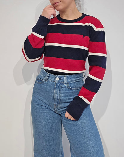 Pull en coton à rayures rouges - XS