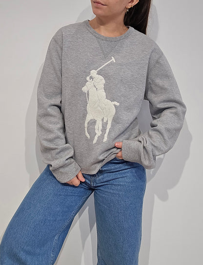 Sweat coupé gris big logo brodé - XL