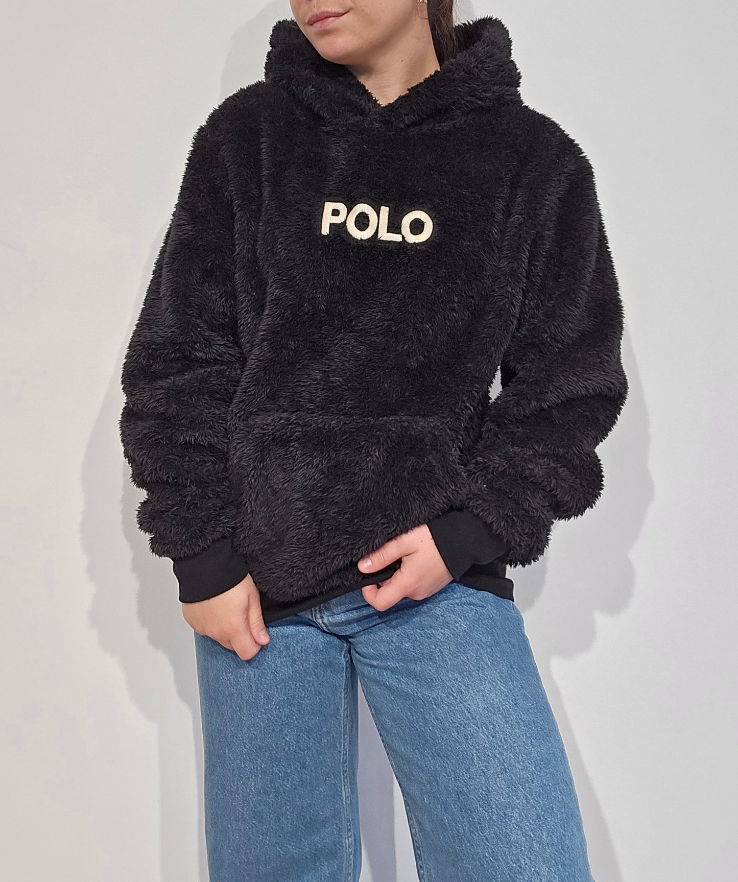 Sweat à capuche en moumoute noir - XS