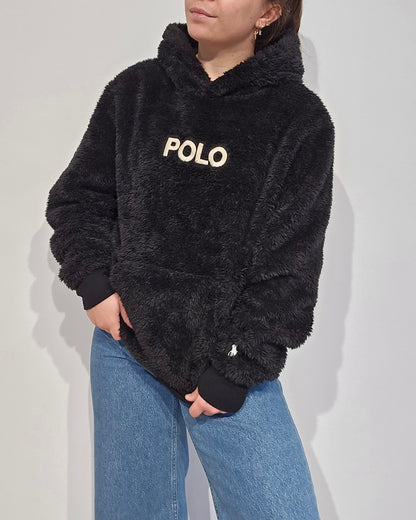 Sweat à capuche en moumoute noir - XS