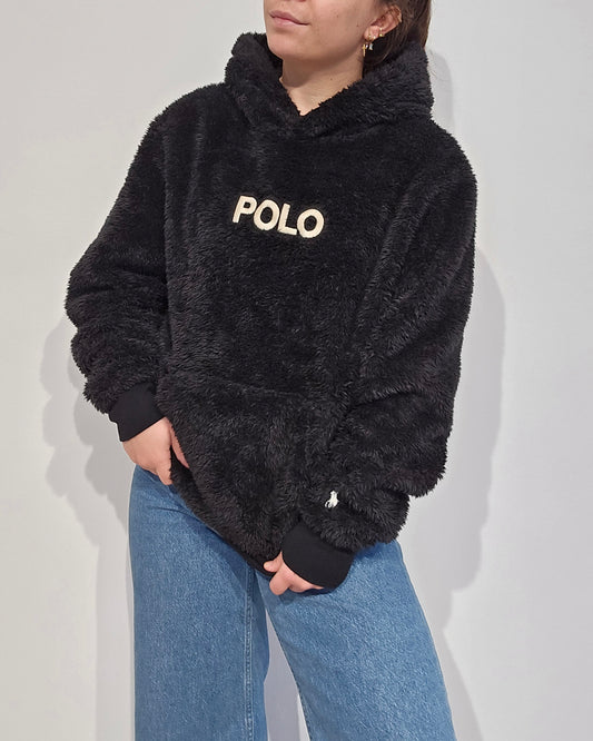 Sweat à capuche en moumoute noir - XS