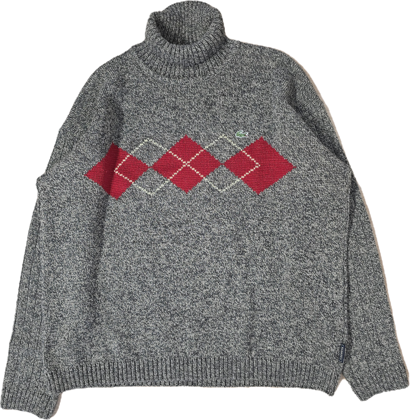 Pull col roulé gris vintage des années 90' - M