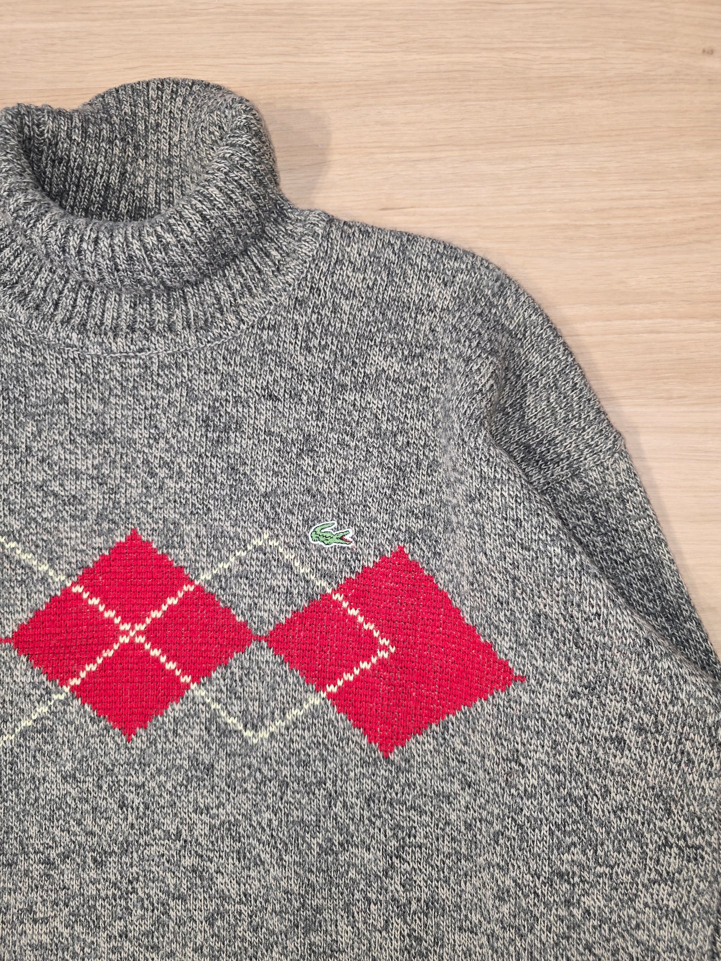 Pull col roulé gris vintage des années 90' - M