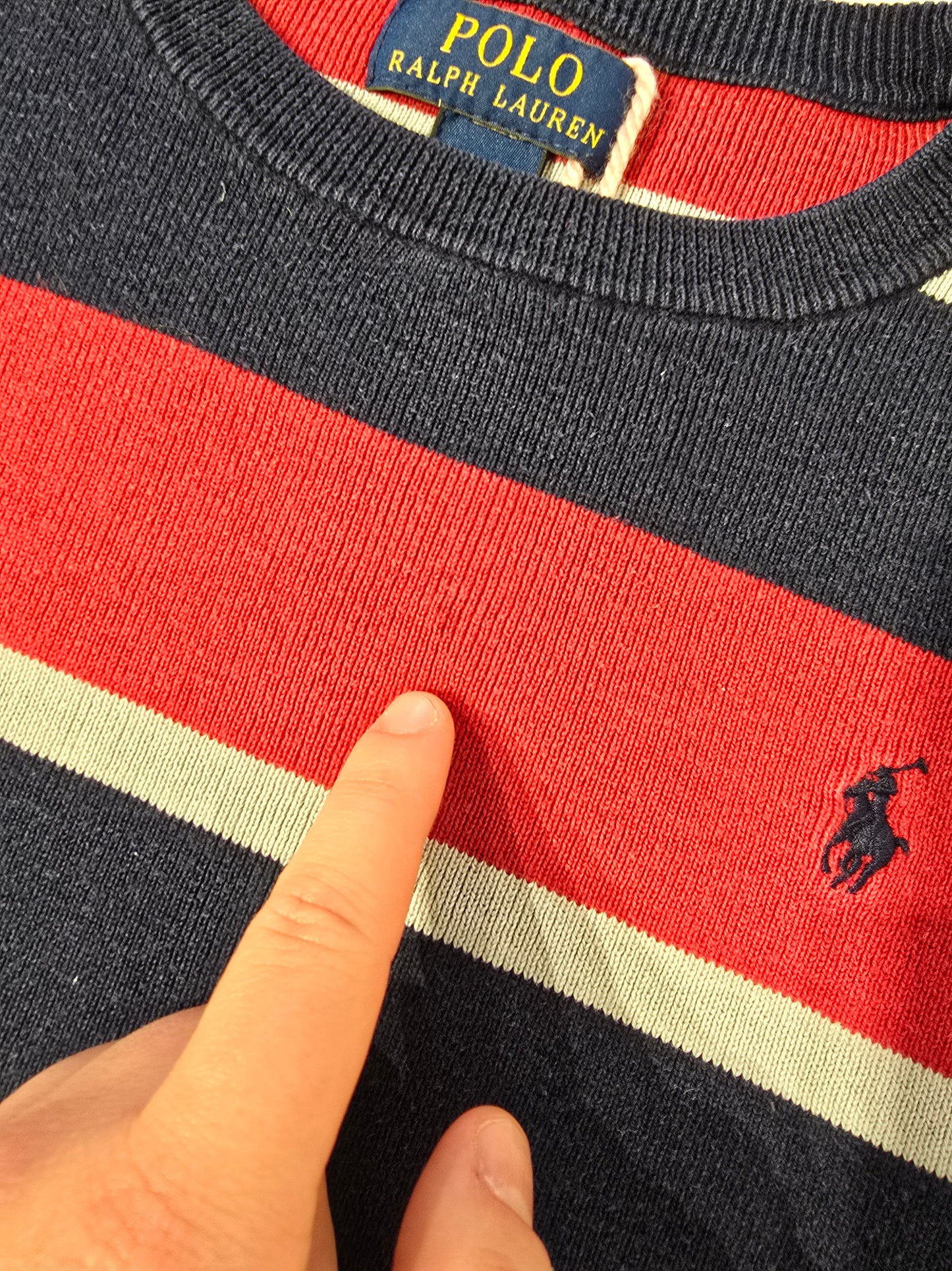 Pull en coton à rayures rouges - XS