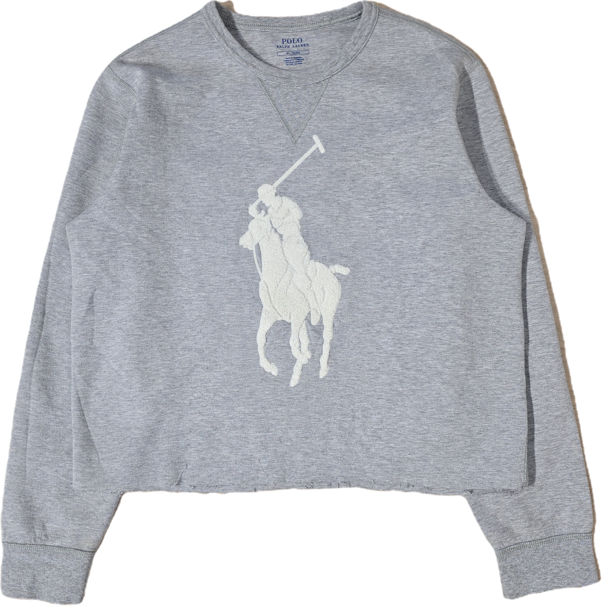 Sweat coupé gris big logo brodé - XL
