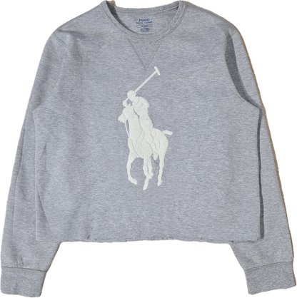 Sweat coupé gris big logo brodé - XL