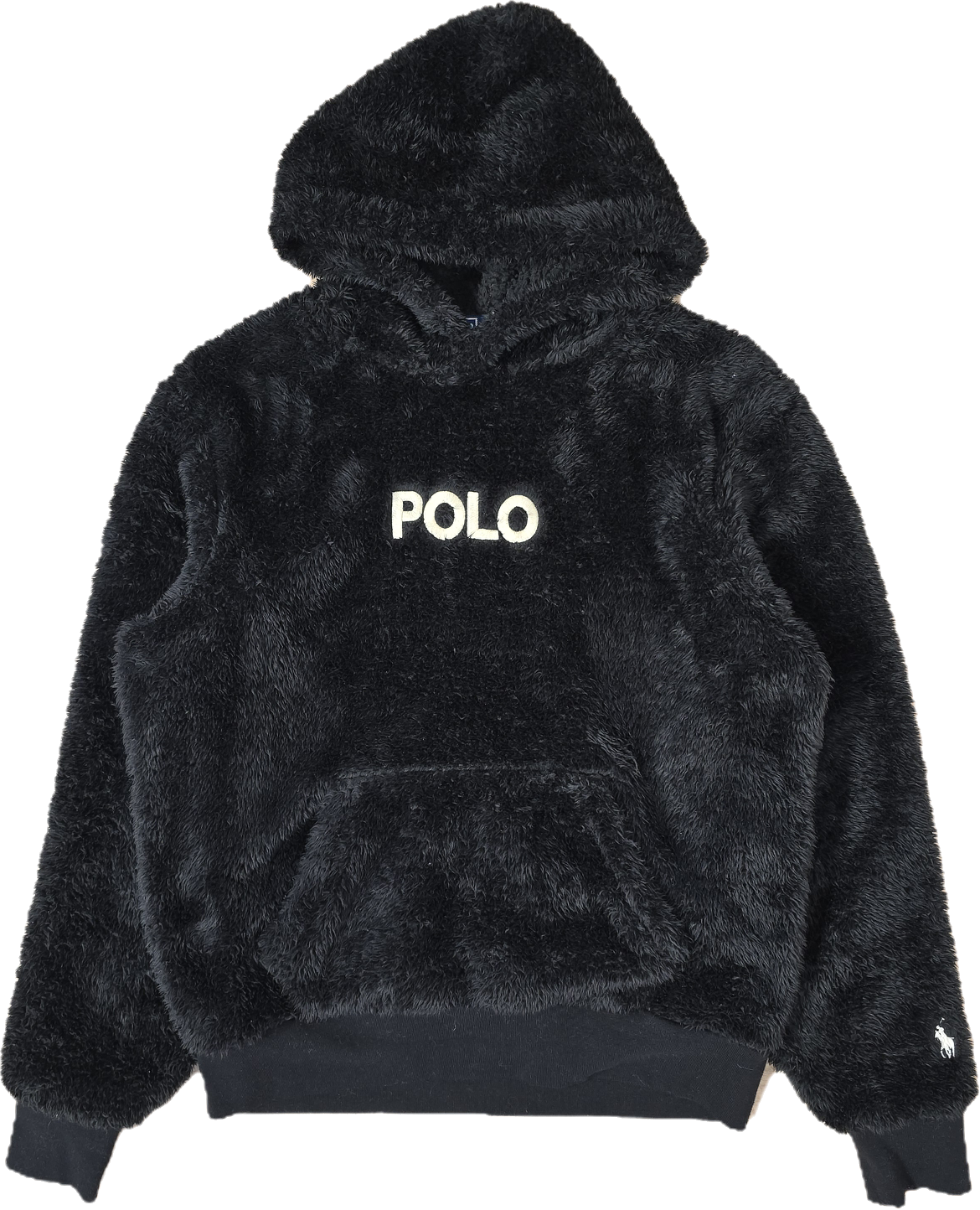Sweat à capuche en moumoute noir - XS