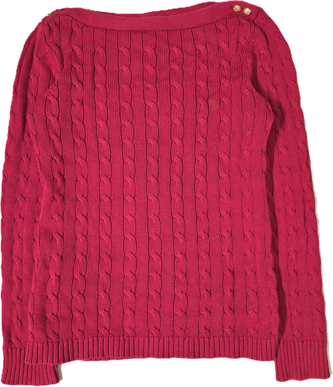 Pull col bateau en maille torsadée rouge - M