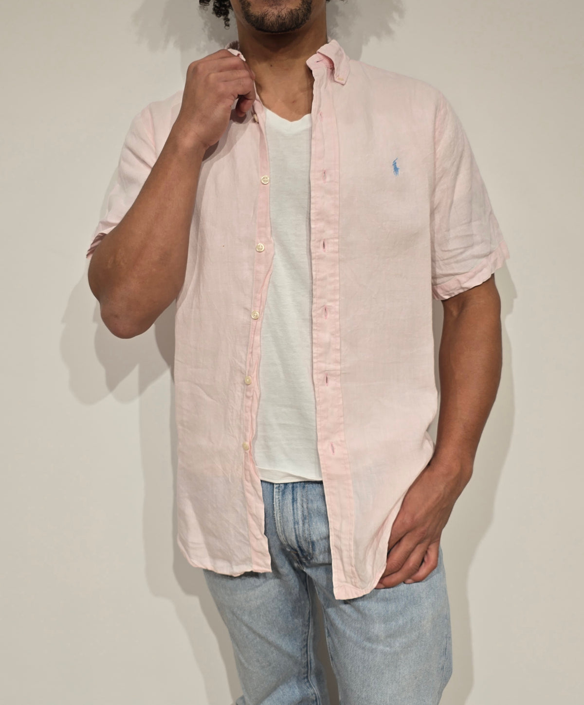 Chemise classic fit en lin rose - S/M