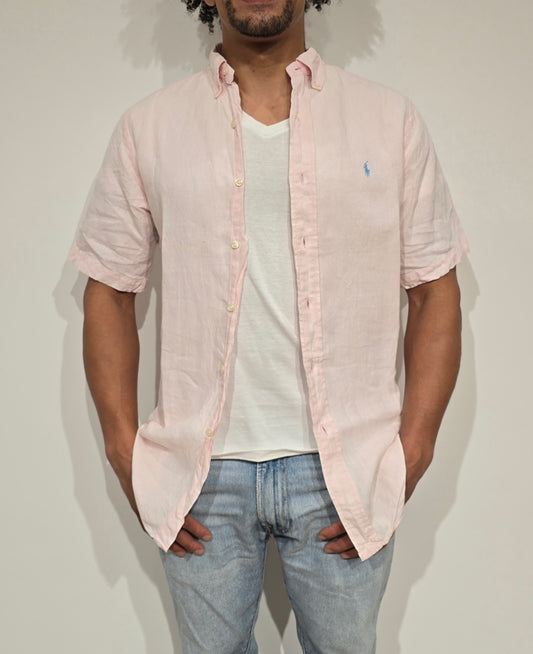Chemise classic fit en lin rose - S/M