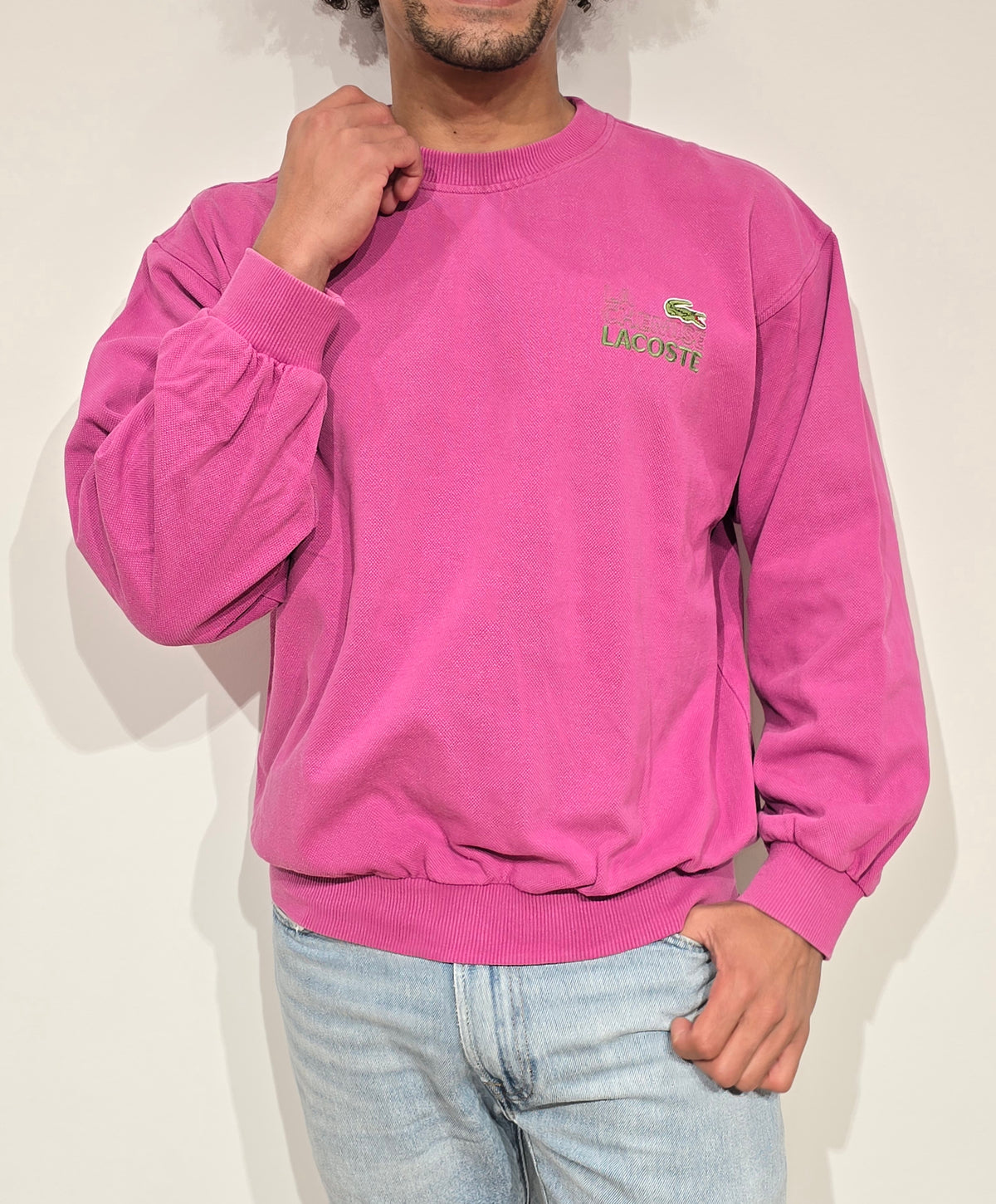 Sweat rose des années 80' La chemise Lacoste Fabriqué en France - M
