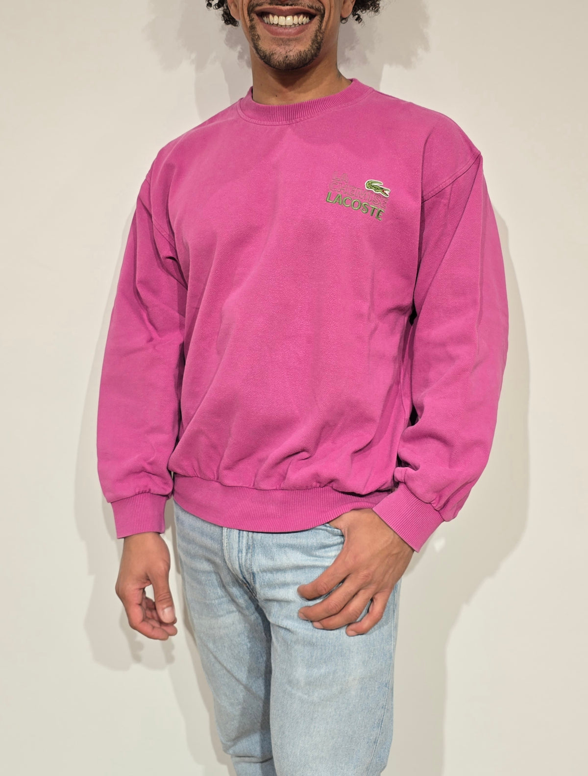 Sweat rose des années 80' La chemise Lacoste Fabriqué en France - M