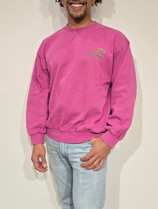 Sweat rose des années 80' La chemise Lacoste Fabriqué en France - M