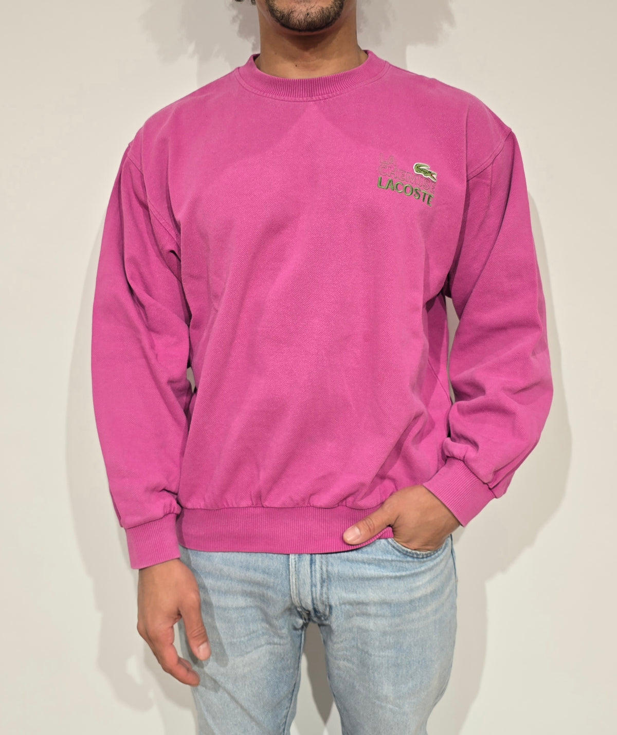 Sweat rose des années 80' La chemise Lacoste Fabriqué en France - M
