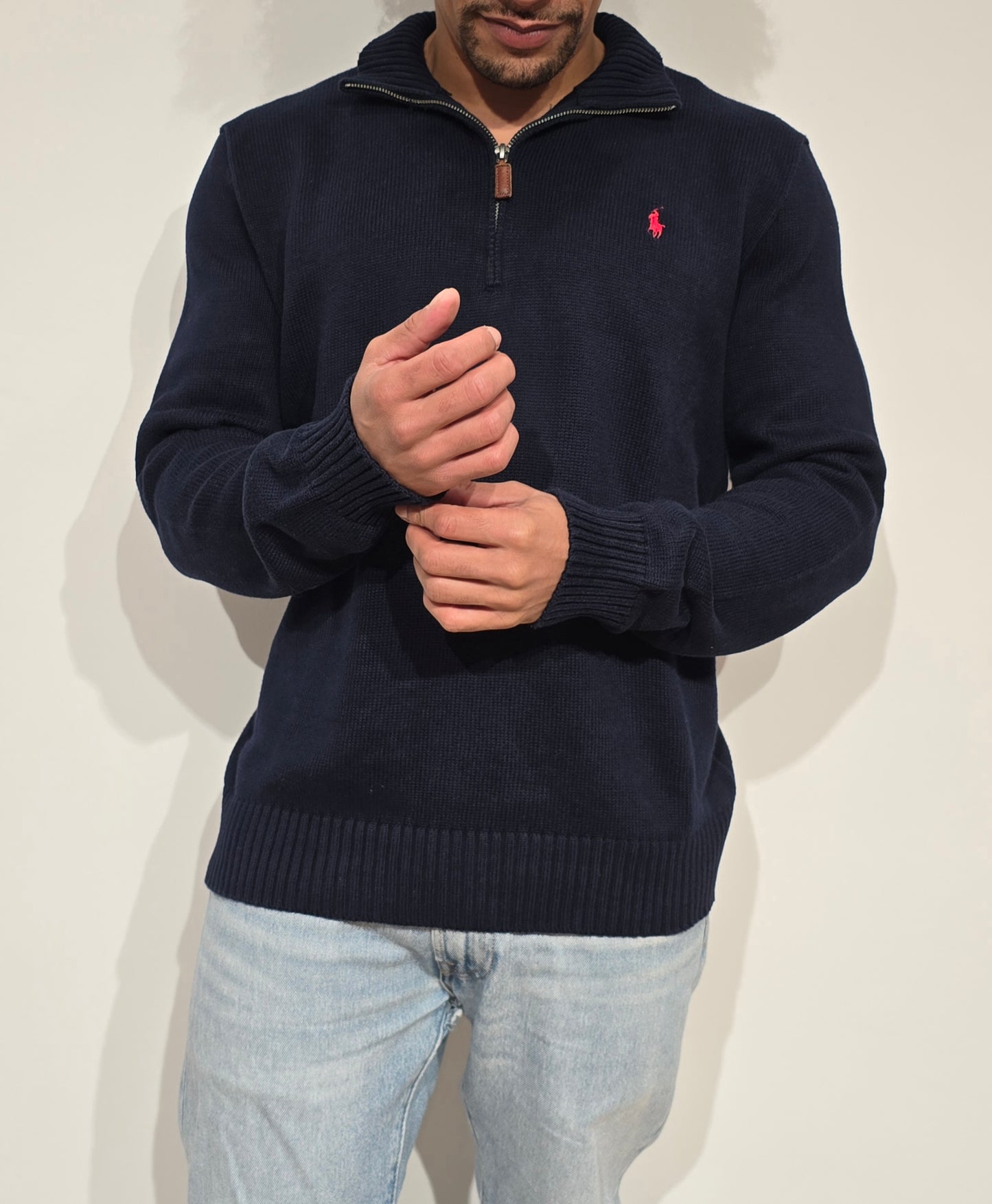 Pull camionneur Ralph Lauren en maille marine - M/L