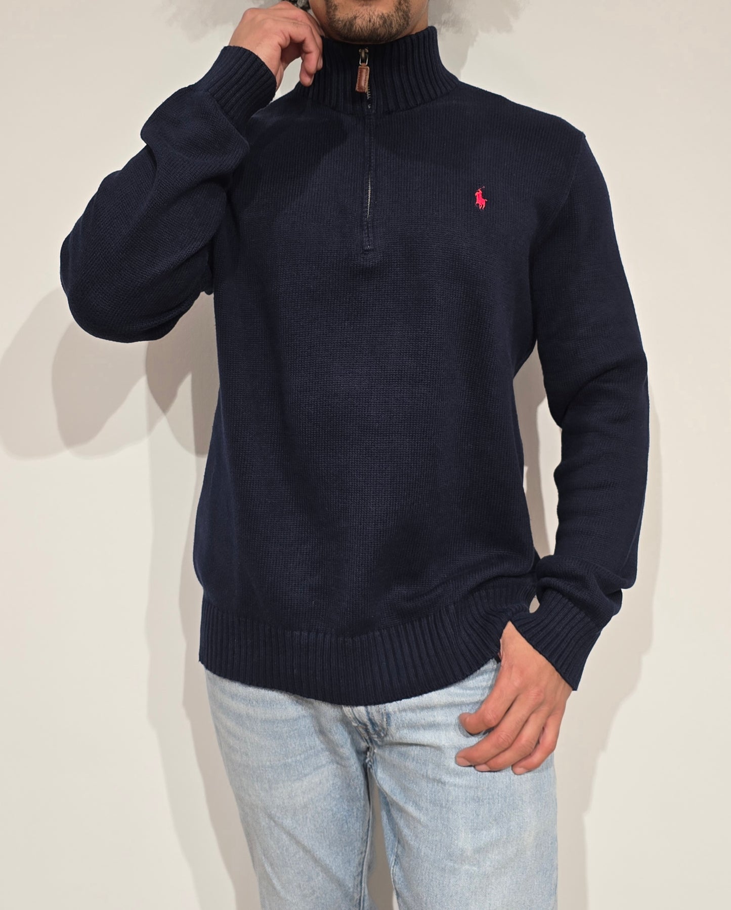 Pull camionneur Ralph Lauren en maille marine - M/L