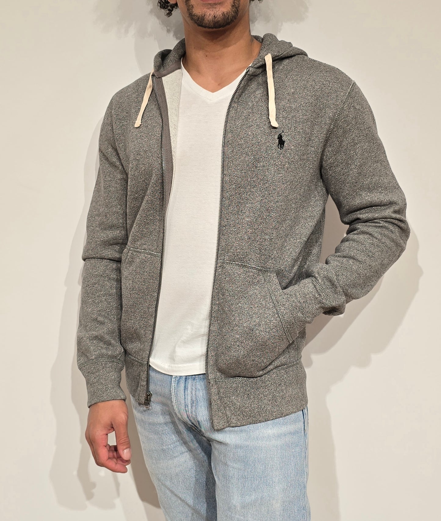 Veste en coton gris mélangé - S