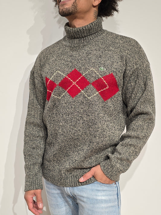 Pull col roulé gris vintage des années 90' - M