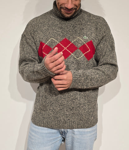 Pull col roulé gris vintage des années 90' - M