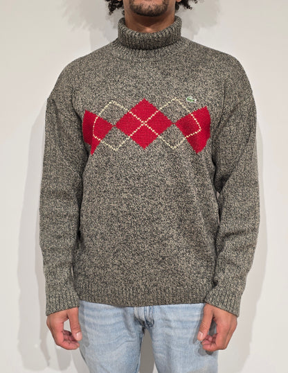 Pull col roulé gris vintage des années 90' - M