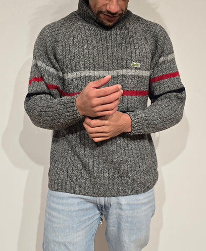 Pull col roulé gris vintage des années 90' - S