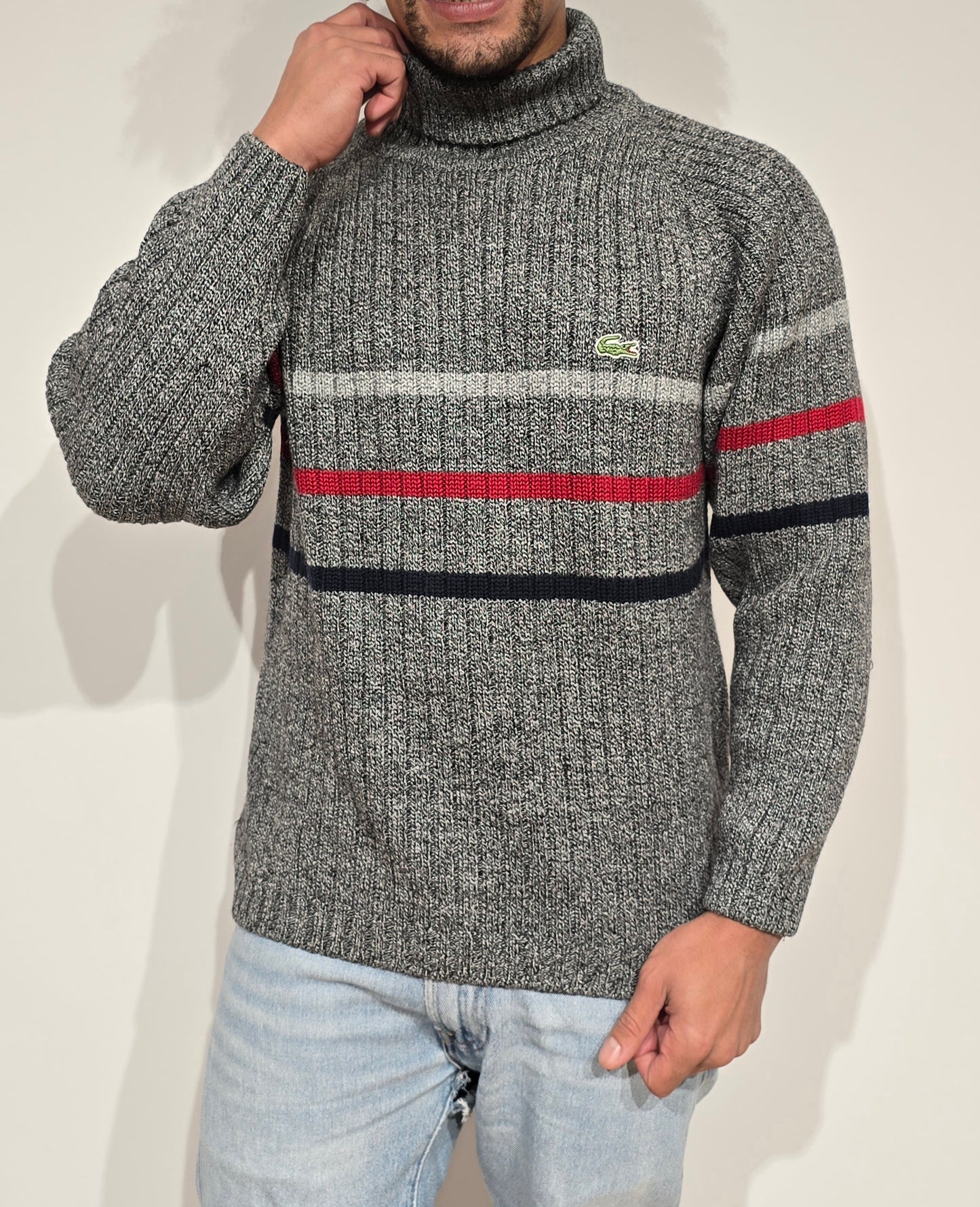 Pull col roulé gris vintage des années 90' - S