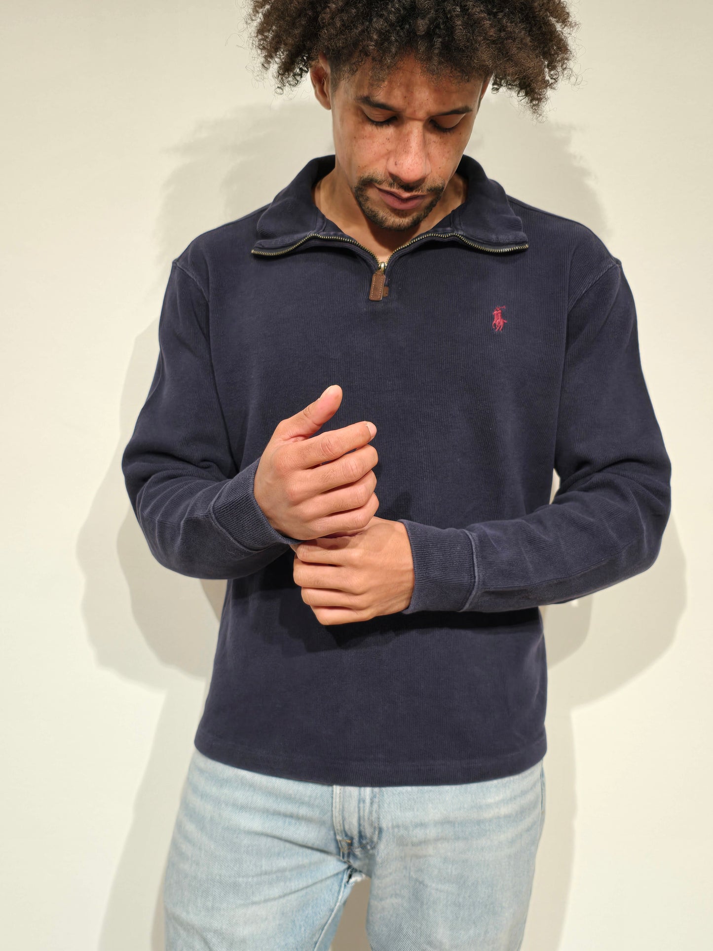 Pull camionneur en coton marine - M