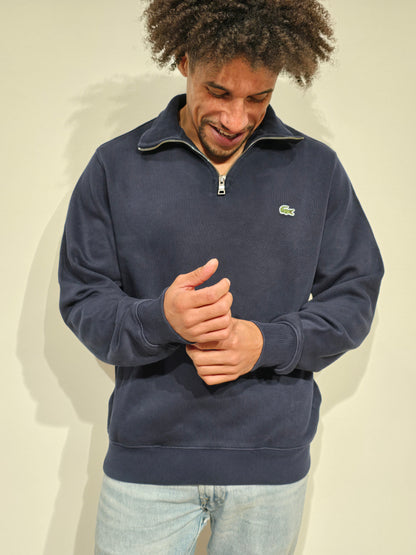 Pull camionneur en coton marine avec poches - M