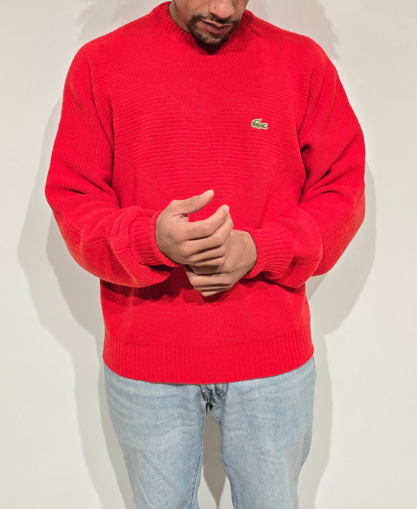 Pull vintage rouge des années 80' fabriqué en France - M