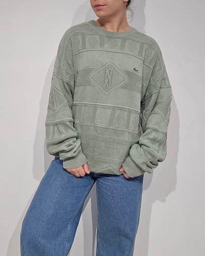 Pull en maille vintage verte des années 80' - XL