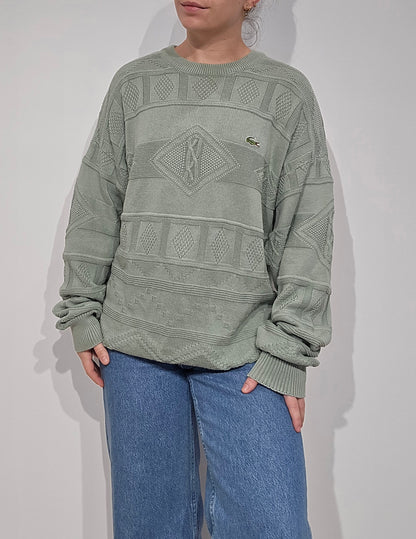 Pull en maille vintage verte des années 80' - XL