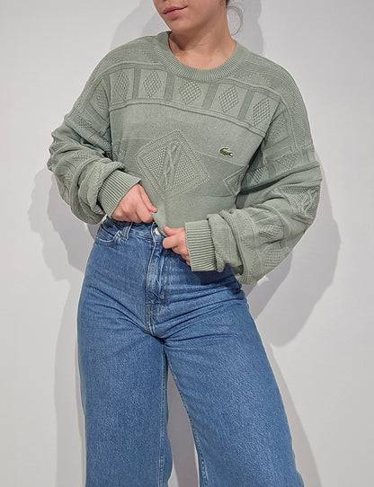 Pull en maille vintage verte des années 80' - XL
