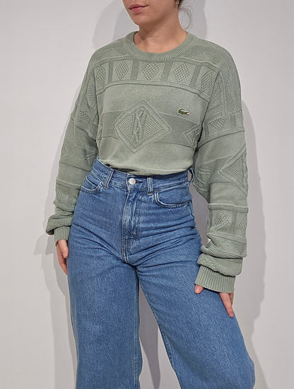 Pull en maille vintage verte des années 80' - XL