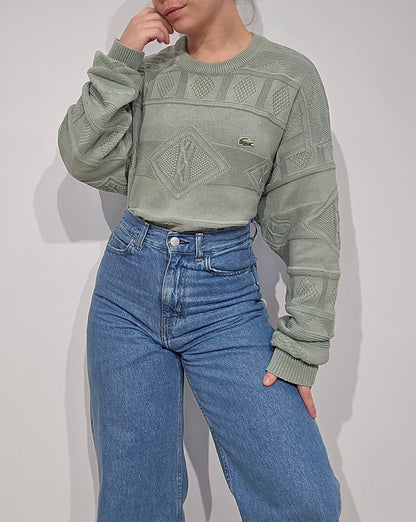 Pull en maille vintage verte des années 80' - XL