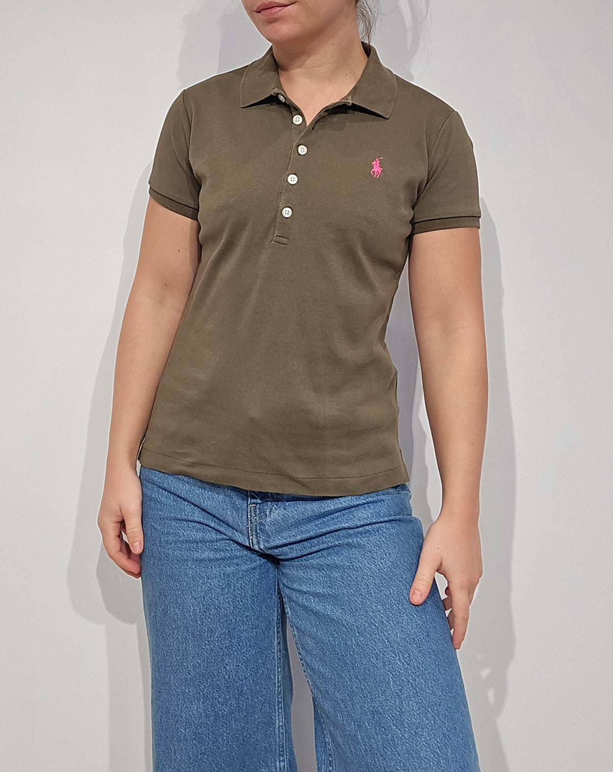 Polo en coton kaki - S/M