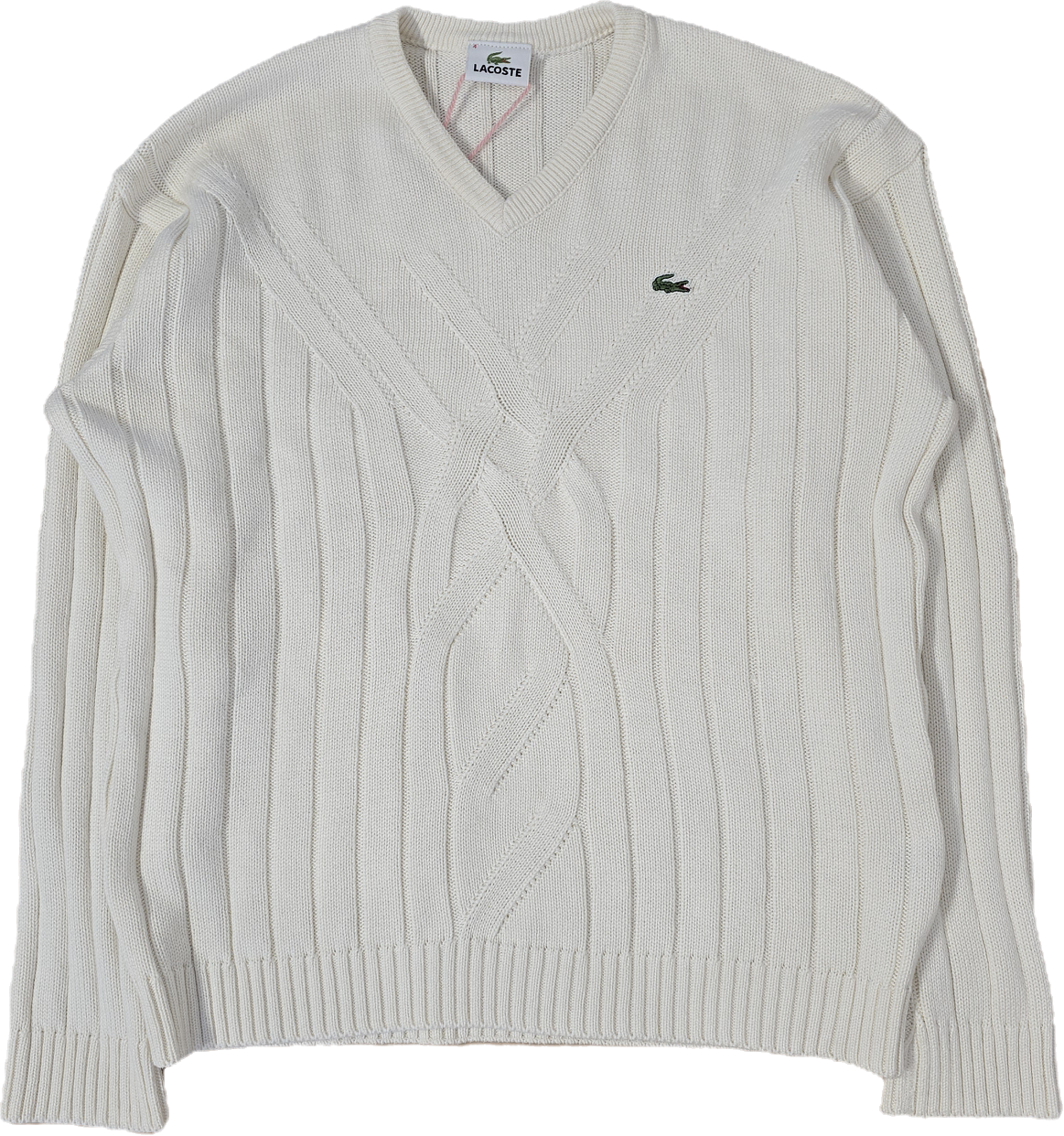 Pull col V en maille travaillée des années 90' - M