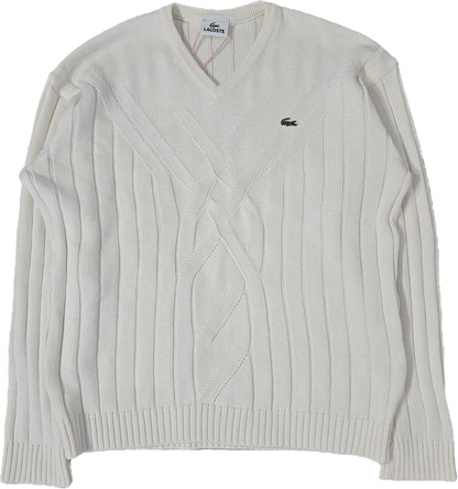Pull col V en maille travaillée des années 90' - S
