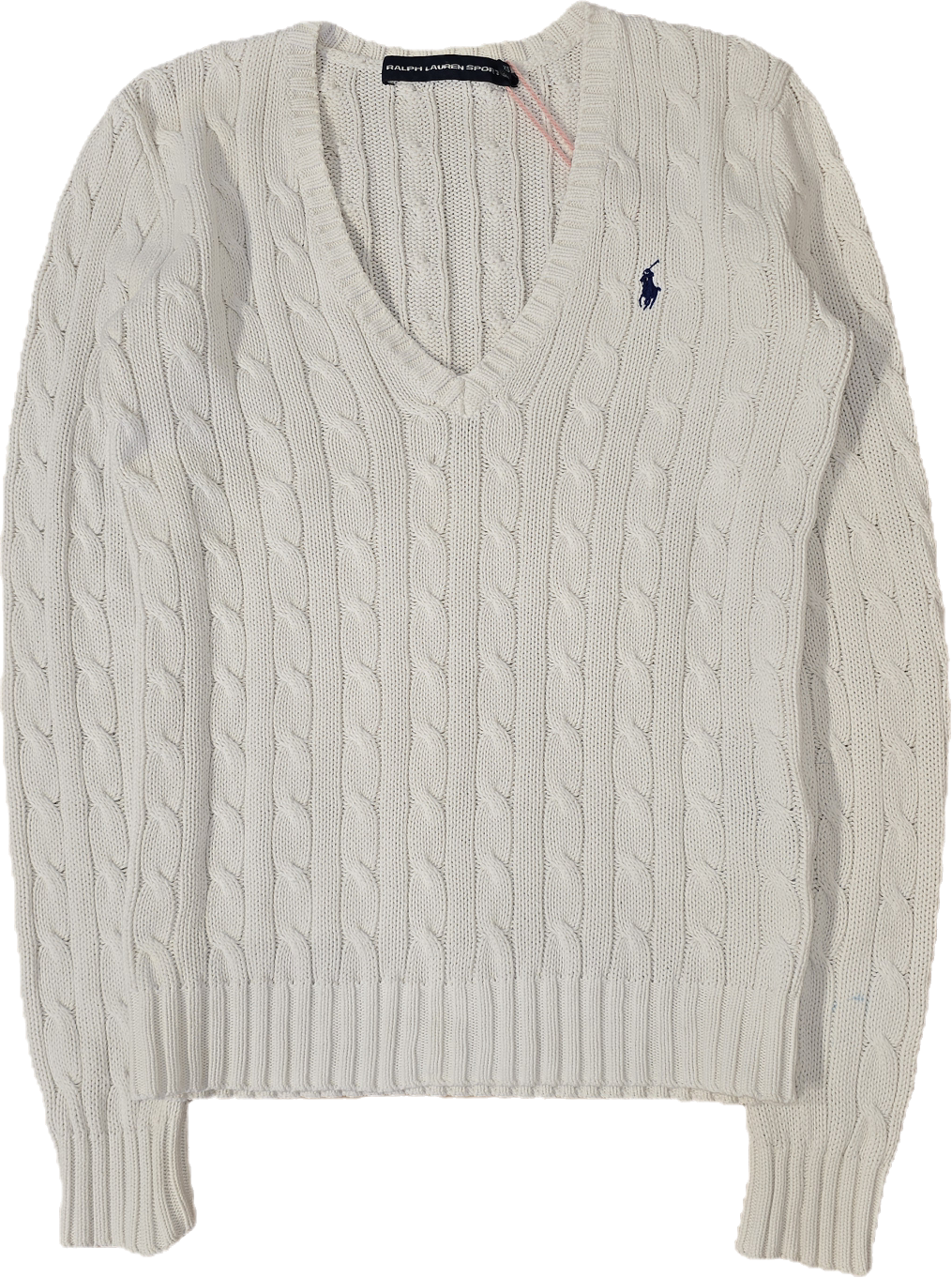 Pull col V en maille torsadé blanc - XS
