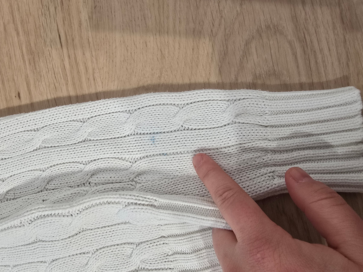 Pull col V en maille torsadé blanc - XS